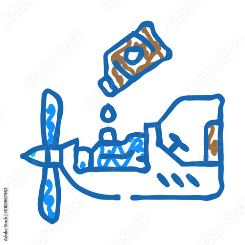 lubrication service aircraft doodle icon sketch vector. lubrication service aircraft sign. isolated symbol illustration