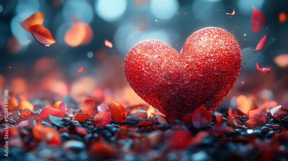 Red Heart with Falling Petals Red Heart with Falling Petals