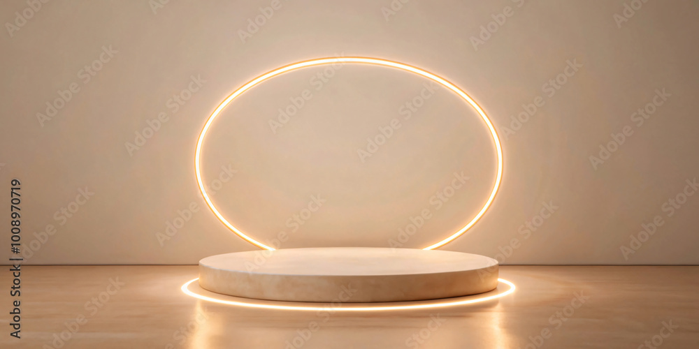 Minimalist White and Gold Product Display Podium - A minimalist product display featuring a white podium with a gold ring, symbolizing elegance, simplicity, luxury Minimalist White and Gold Product Display Podium - A minimalist product display featuring a white podium with a gold ring, symbolizing elegance, simplicity, luxury