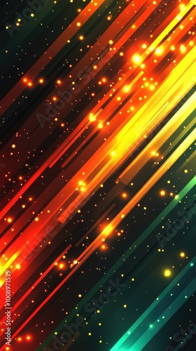 Dynamic composition of abstract background with diagonal lines in vibrant orange and green tones