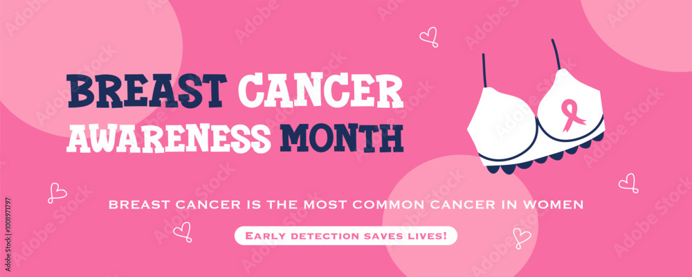 Breast Cancer awareness template illustration. Pink Ribbon with heart shape. Pink october month female healthcare campaign solidarity web template design. Pinktober flat vector cartoon illustration Breast Cancer awareness template illustration. Pink Ribbon with heart shape. Pink october month female healthcare campaign solidarity web template design. Pinktober flat vector cartoon illustration