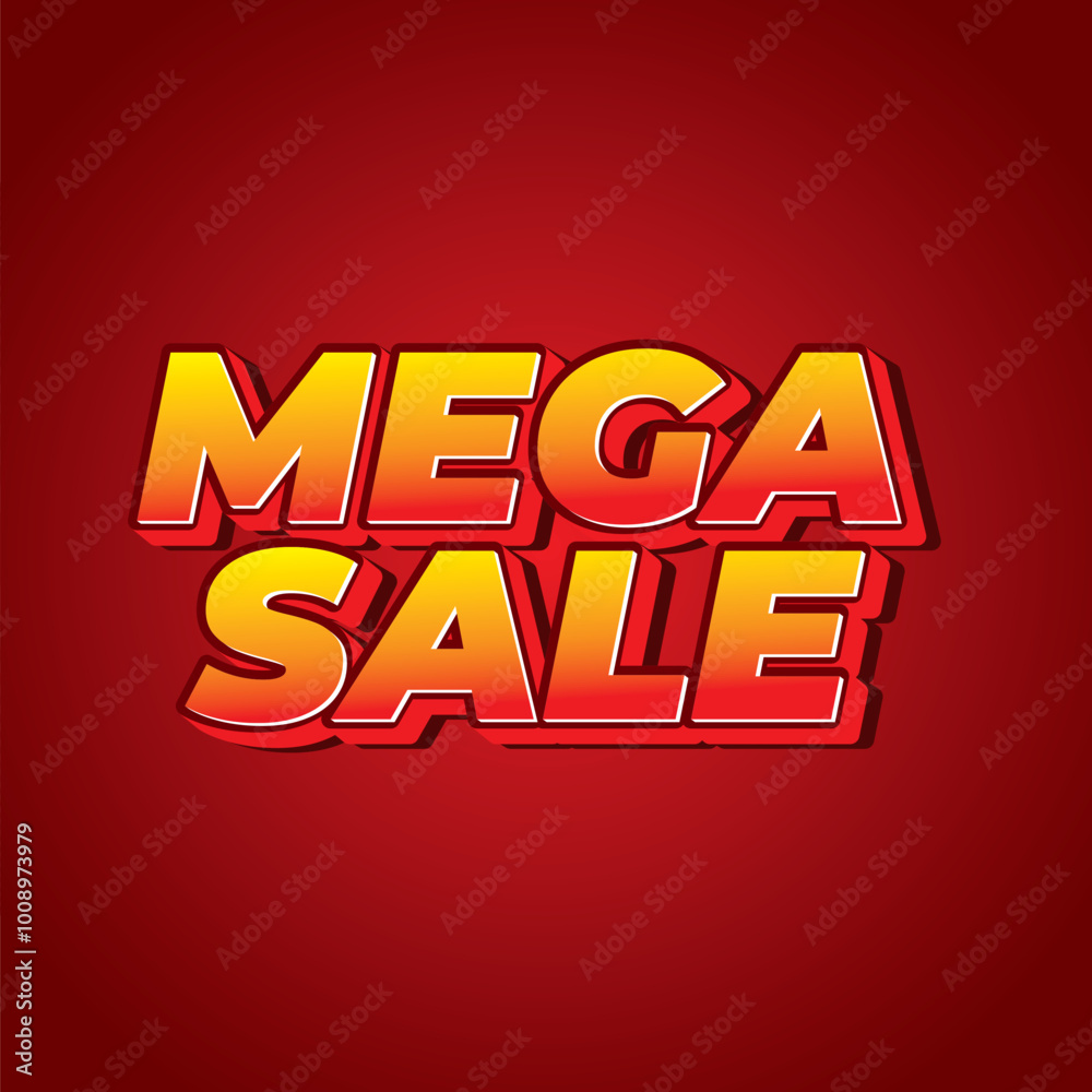 Mega sale. Text effect in 3D look with modern colors. Square shape Mega sale. Text effect in 3D look with modern colors. Square shape