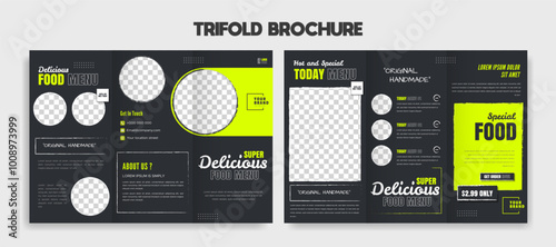 Creative modern minimalist food menu trifold brochure template design vector	