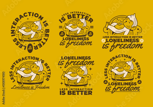 Less interaction is better. Character design of monkey sleep on the sofa