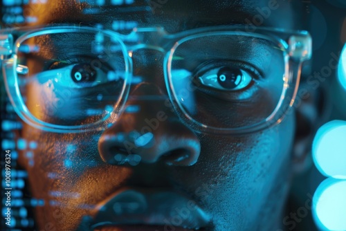 Wallpaper Mural A close-up shot of a person wearing glasses, providing a clear view of the facial features Torontodigital.ca