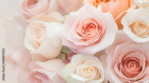 Bouquet of pink and white roses