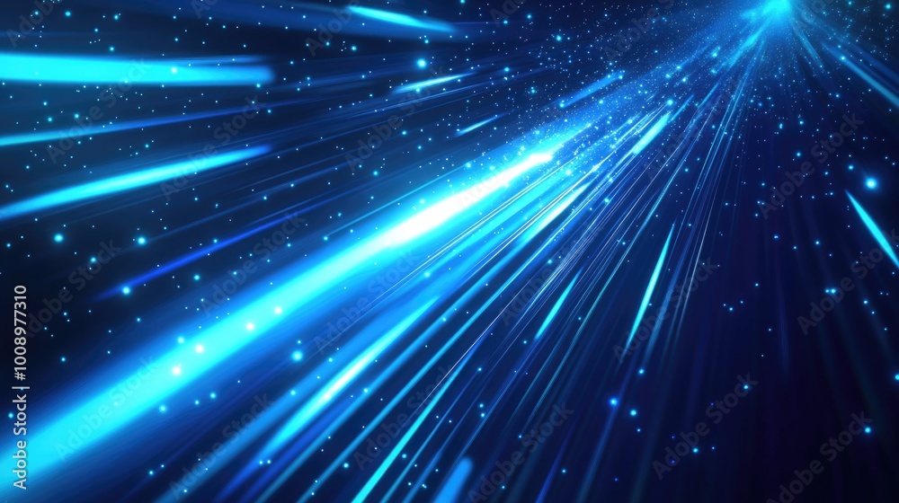 Blue background with stars and light streaks Blue background with stars and light streaks