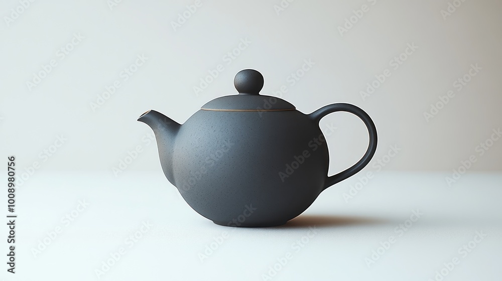 A sleek black teapot with a minimalist design and elegant shape. A sleek black teapot with a minimalist design and elegant shape.