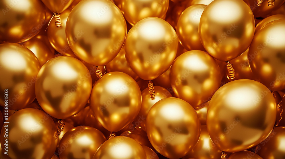 Radiant Celebration with Gold Balloons Background. Generative AI Radiant Celebration with Gold Balloons Background. Generative AI