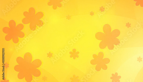 A vibrant gradient of sunny yellow to coral orange, with abstract floral shapes subtly intertwined throughout for a bright, cheerful background.