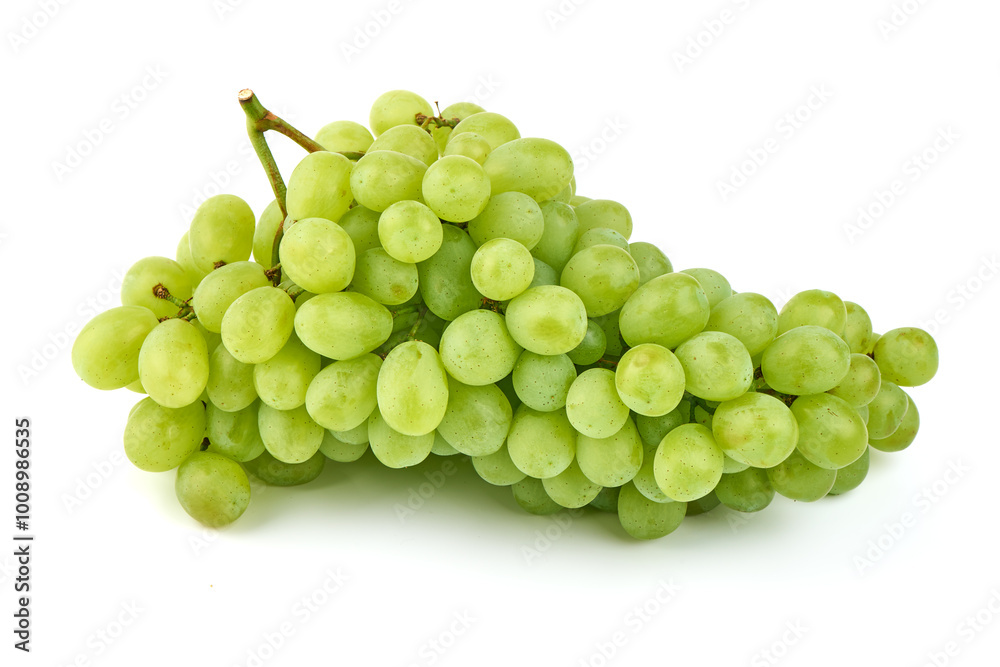 Bunch of ripe green sultana grapes, isolated on white background Bunch of ripe green sultana grapes, isolated on white background
