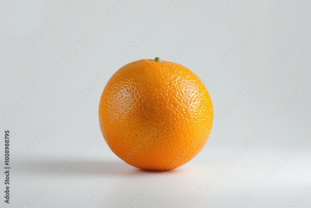A single orange sits on a white surface A single orange sits on a white surface