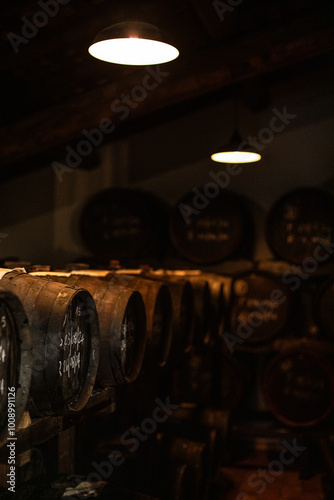 Balsamic vinegar barrels where the vinegar waits to be aged.