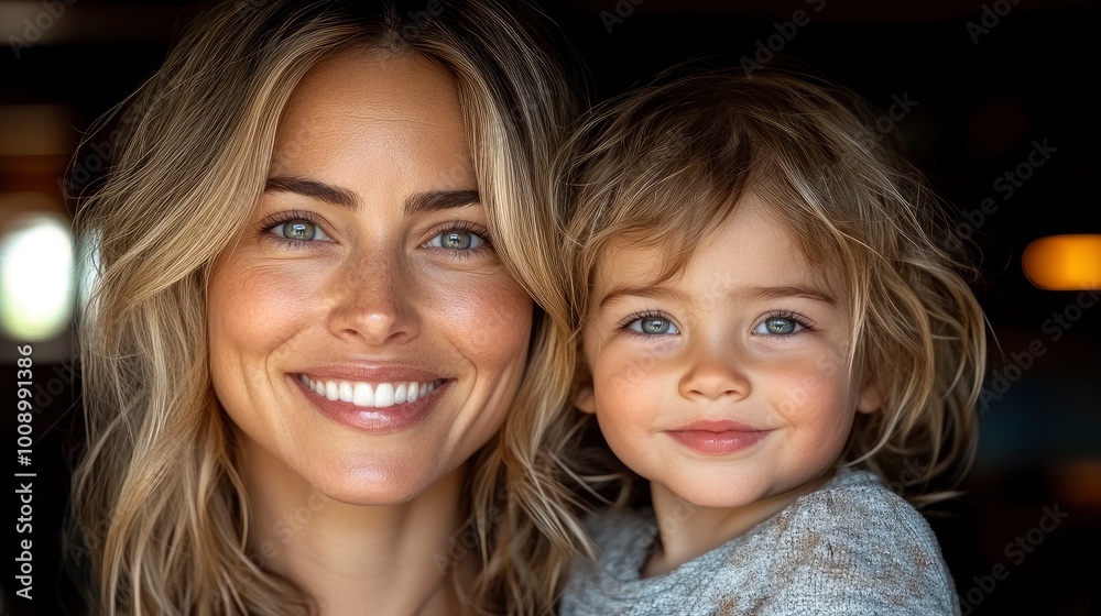 Mother and Daughter Portrait with Loving Gaze Mother and Daughter Portrait with Loving Gaze