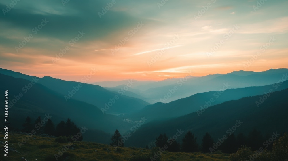 Obraz premium Sunset Over Mountains