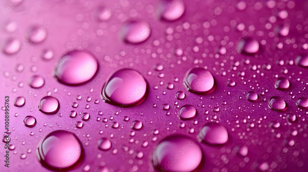 Water Droplets on Pink Surface in Macro Photography Water Droplets on Pink Surface in Macro Photography