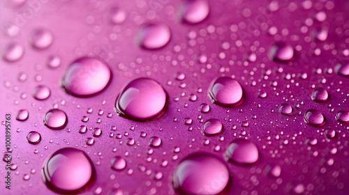 Water Droplets on Pink Surface in Macro Photography