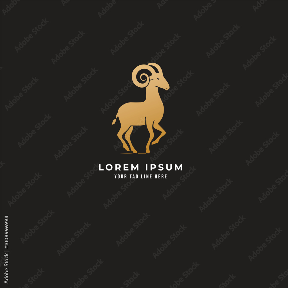 Fototapeta premium Elegant Golden Ram Logo for Premium Branding in Vector Art