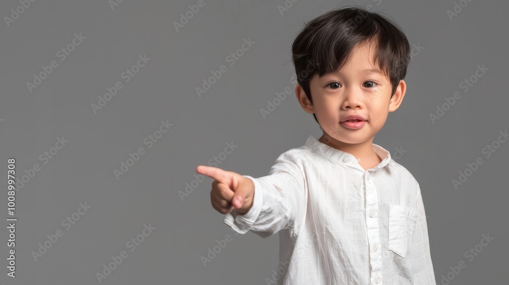Asian Boy Pointing to Copy Space for Creative Marketing or Advertising Use Asian Boy Pointing to Copy Space for Creative Marketing or Advertising Use