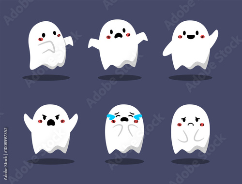 cute illustration of ghost for halloween. spooky illustration collection template.