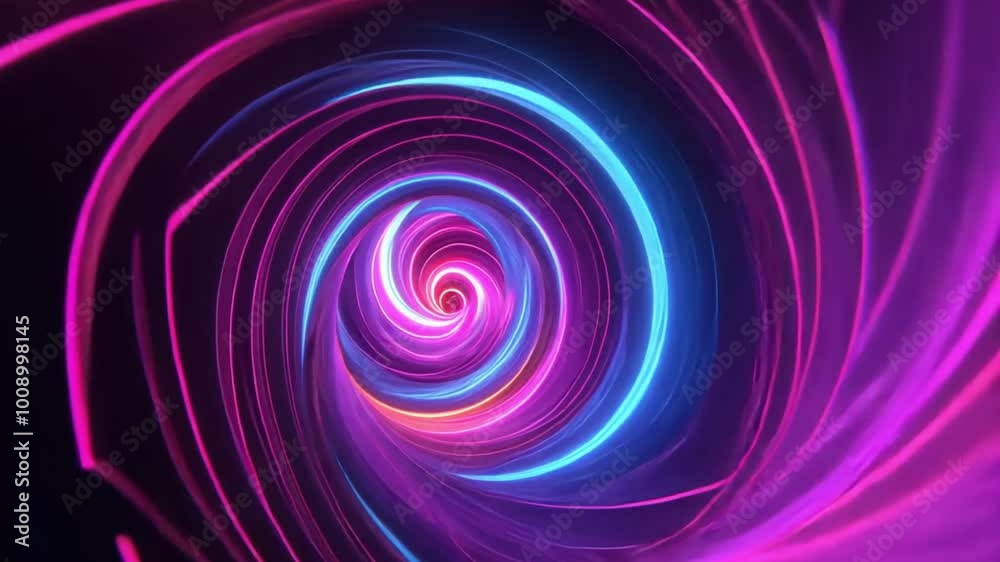 Mesmerizing Cosmic Vortex. Swirling Neon Spiral in Vibrant Purple and Blue Hues Mesmerizing Cosmic Vortex. Swirling Neon Spiral in Vibrant Purple and Blue Hues