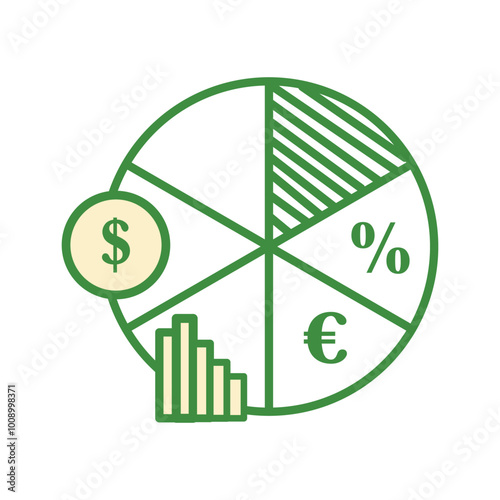 Business graph icon on background for graphic and web design. Flat color design. Creative illustration concept symbol for financial report or analysis