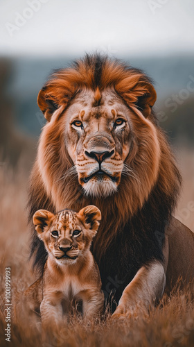 portrait of a lion and his child