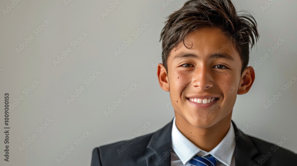 Young man smiling in a suit during a formal event