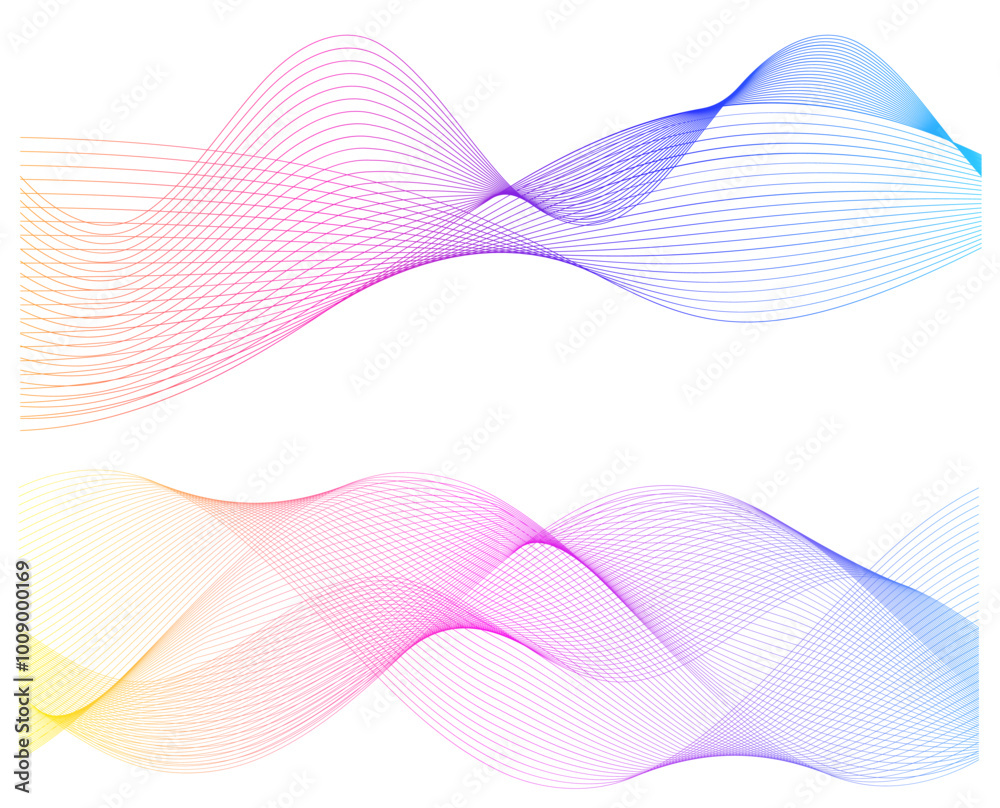 Design elements. Wave of many sparkling lines. Abstract circle glow wavy shape on a white background isolated. Creative line art. Vector illustration EPS 10 art deco style for wedding invitation Design elements. Wave of many sparkling lines. Abstract circle glow wavy shape on a white background isolated. Creative line art. Vector illustration EPS 10 art deco style for wedding invitation