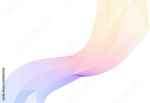 Design elements. Wave of many lines, angle lines. vertical wavy stripes on white background isolated. Creative line art. Vector illustration EPS 10. Colourful waves with lines created using Blend Tool