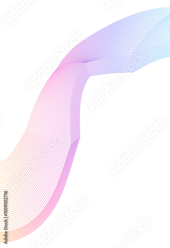 Design elements. Wave of many lines, angle lines. vertical wavy stripes on white background isolated. Creative line art. Vector illustration EPS 10. Colourful waves with lines created using Blend Tool