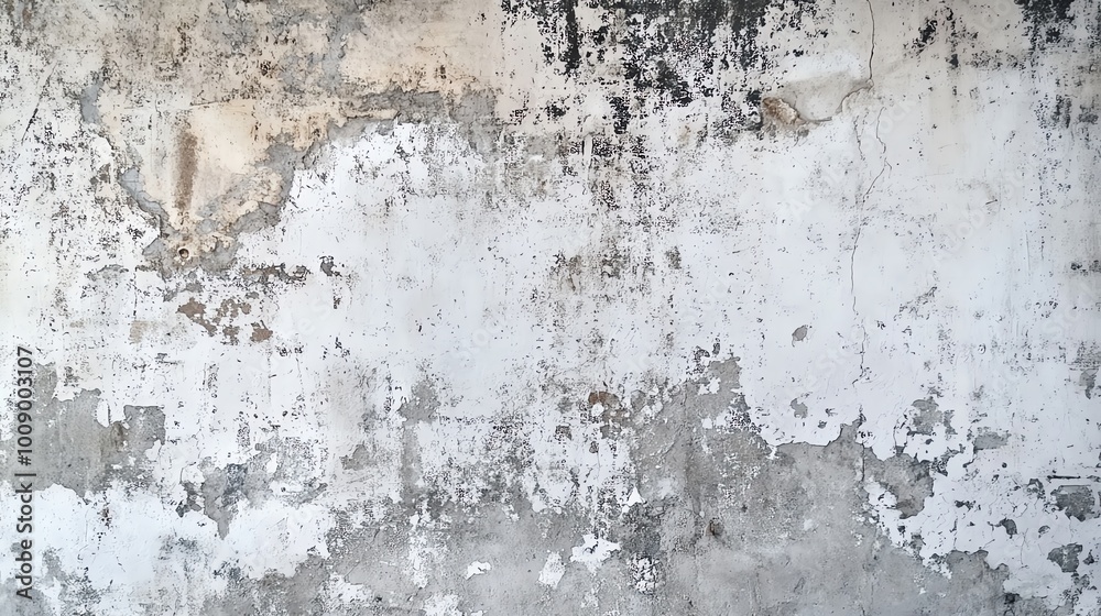 Obraz premium A textured wall featuring faded paint and exposed concrete, ideal for backgrounds or architectural designs.