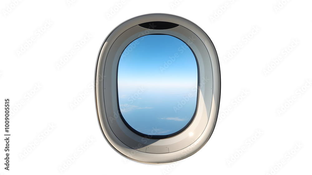 Aircraft window front view isolated on white background. Generative AI Aircraft window front view isolated on white background. Generative AI