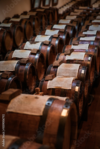 Balsamic vinegar barrels where the vinegar waits to be aged.