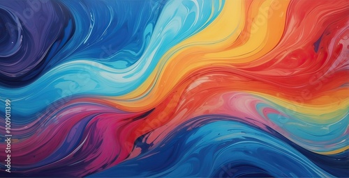 Vibrant abstract art showcasing flowing colors in shades of blue background, created by ai generated