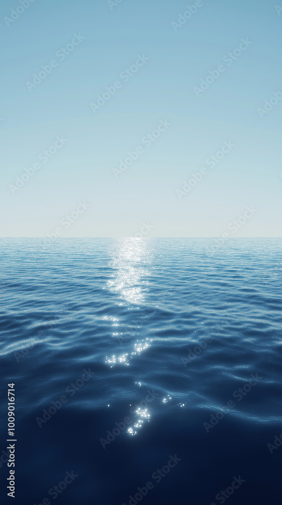 Fototapeta premium Calm Blue Ocean Waves and Clear Sky with Copy Space