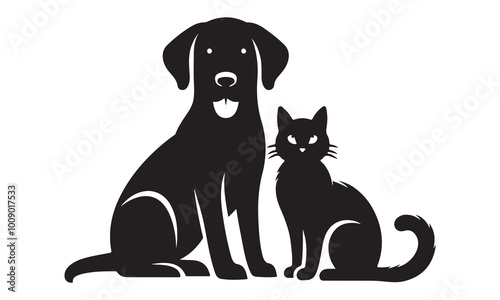 Dog and cat silhouette isolated on stock illustration-dog and cat vector Hand drawn lettering phrase, Calligraphy t shirt design, svg Files for Cutting Cricut and Silhouette, card, flyer, EPS 10