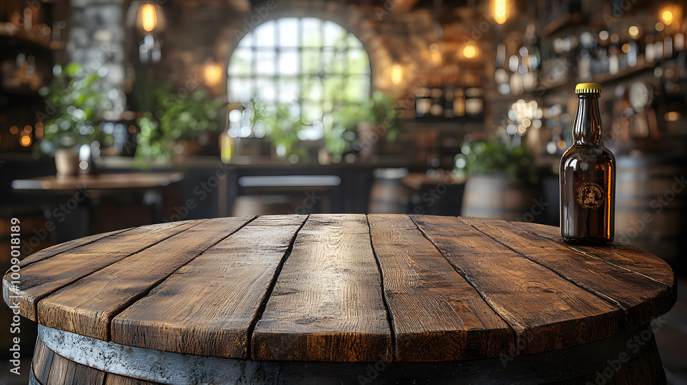 Empty Wooden Table with an Old Barrel in the Background, Ideal for Rustic and Vintage Themes
Empty Wooden Table with an Old Barrel in the Background, Ideal for Rustic and Vintage Themes