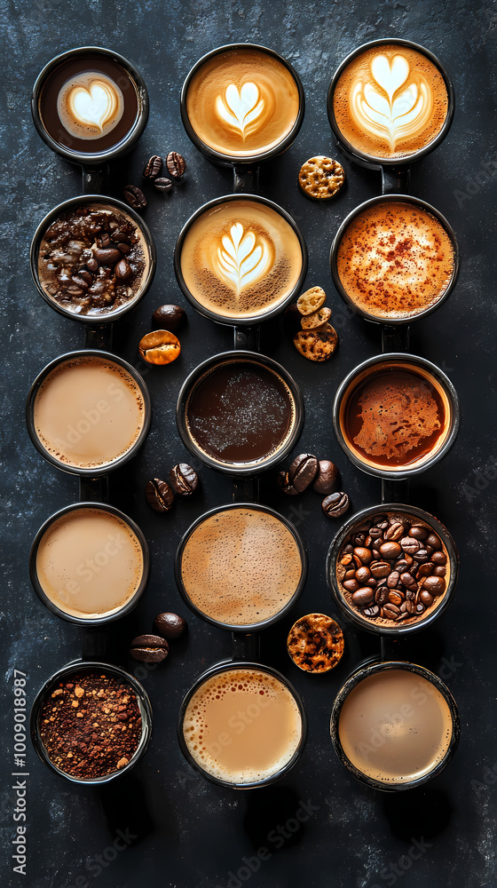 Coffee beans in a cup are placed on a wooden table. Coffee beans in a cup are placed on a wooden table.