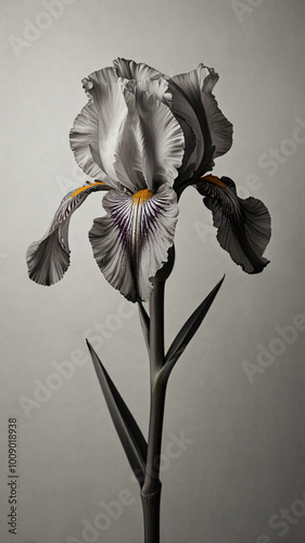 With its striking contrast, the iris exudes a dramatic yet refined presence.