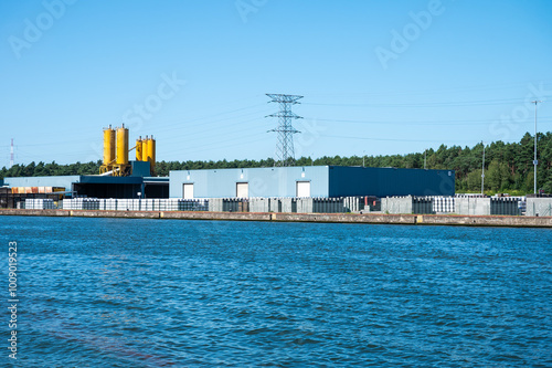 Construction industry at the banks of the Albert canal, Zutendaal, Limburg, Belgium, AUG 11, 2024 photo