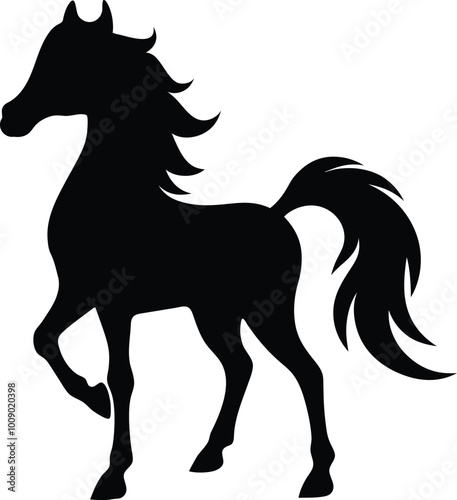 A beautyful Unicorn silhouette vector art illustration design in fantasy creature photo