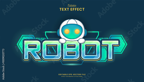 decorative neon robot editable text effect design