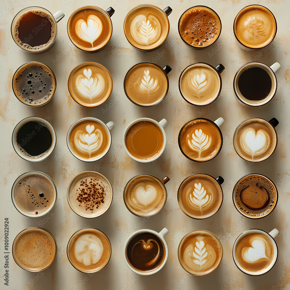 A cup of coffee is placed on a wooden table. A cup of coffee is placed on a wooden table.