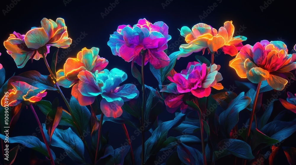 Glowing flowers in darkness Glowing flowers in darkness