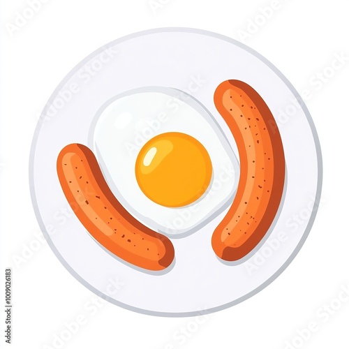 A plate featuring a fried egg and two sausages, representing a hearty breakfast. photo