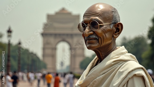 Peaceful Statue of Mahatma Gandhi at India Gate