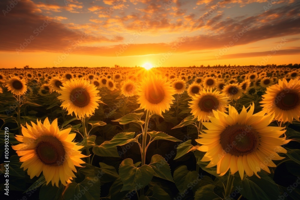 Fototapeta premium Sunflower field landscape outdoors nature.