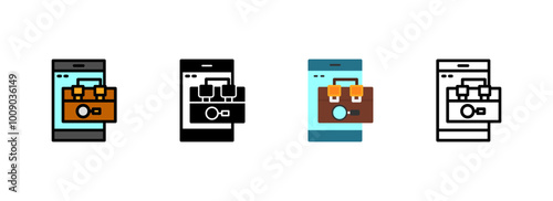 Set of Person with a trophy for winning a competition Icon
