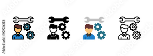 Set of Person with a clipboard for interviews Icon